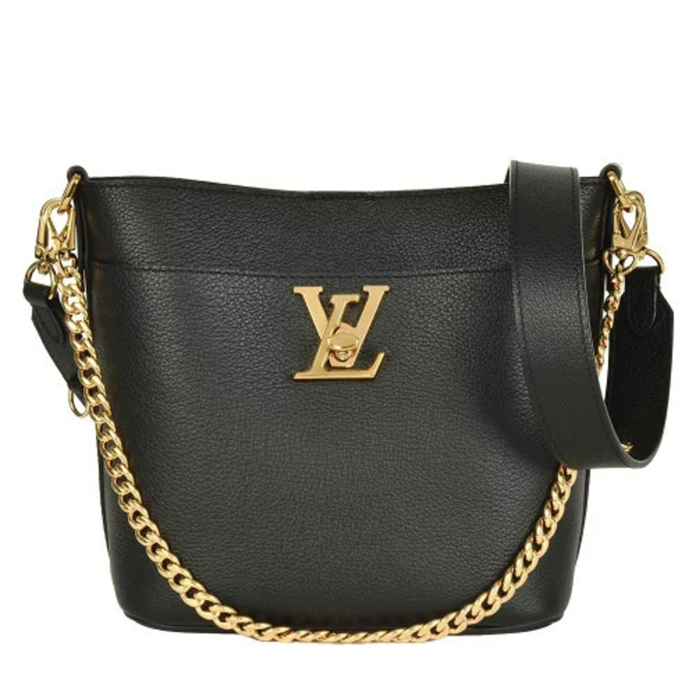 Louis Vuitton Lock Walk Shoulder Bag Leather Noir Black Chain Strap